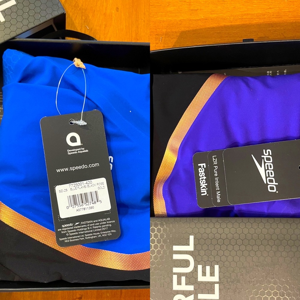 BUY ONE GET ONE HALF OFF - TWO NEW Size 25 Speedo Pure Intent Suits, Purple Blue